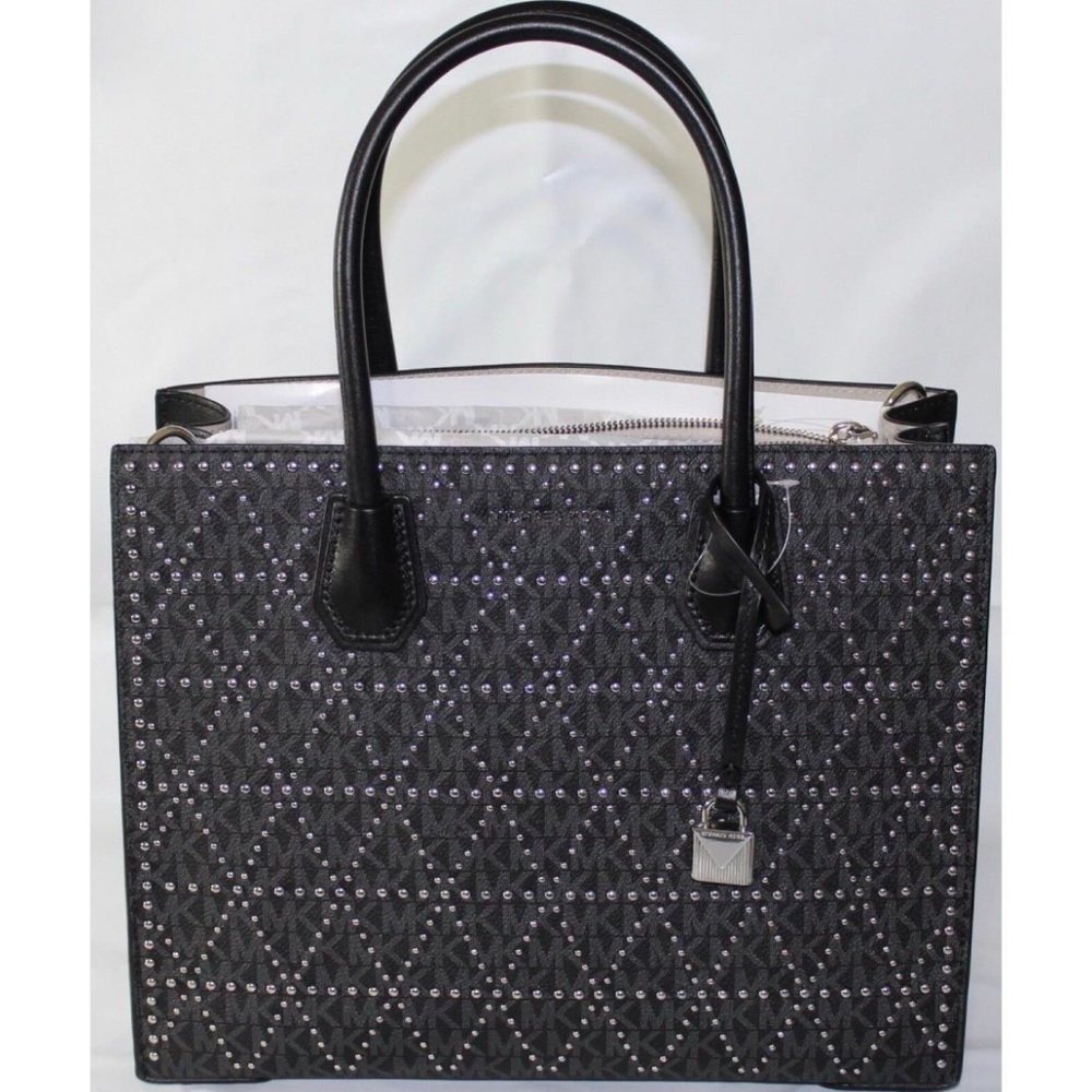 Michael Kors Mercer Stud & Grommet Black Large Convertible Tote Crossbody